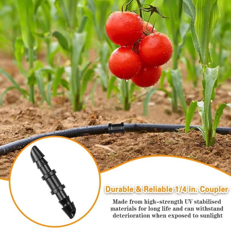 Gardrip Drip Irrigation Coupling Fittings：120 Pieces Barbed Coupler Irrigation Parts with Sharp End Fits for 1/4 Inch Irrigation Tubing Drip Line Connectors for Garden Lawn Irrigation System - Image 5